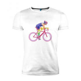 Мужская футболка премиум с принтом Велосипедист в Санкт-Петербурге, 92% хлопок, 8% лайкра | приталенный силуэт, круглый вырез ворота, длина до линии бедра, короткий рукав | 