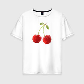 Женская футболка хлопок Oversize с принтом Вишенки в Санкт-Петербурге, 100% хлопок | свободный крой, круглый ворот, спущенный рукав, длина до линии бедер
 | вишня | отдых | отпуск | тропик | фрукты | ягоды