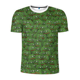 Мужская футболка 3D спортивная с принтом Грустные лягушки в Санкт-Петербурге, 100% полиэстер с улучшенными характеристиками | приталенный силуэт, круглая горловина, широкие плечи, сужается к линии бедра | frog | mem | sad | мем