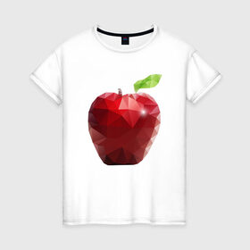 Женская футболка хлопок с принтом Яблоко в Санкт-Петербурге, 100% хлопок | прямой крой, круглый вырез горловины, длина до линии бедер, слегка спущенное плечо | 