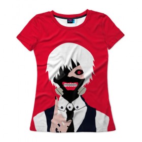 Женская футболка 3D с принтом Tokyo Ghoul в Санкт-Петербурге, 100% полиэфир ( синтетическое хлопкоподобное полотно) | прямой крой, круглый вырез горловины, длина до линии бедер | anime | tokyo ghoul | аниме | гуль | токийский гуль