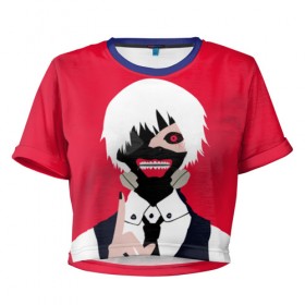 Женская футболка 3D укороченная с принтом Tokyo Ghoul в Санкт-Петербурге, 100% полиэстер | круглая горловина, длина футболки до линии талии, рукава с отворотами | anime | tokyo ghoul | аниме | гуль | токийский гуль