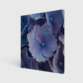 Холст квадратный с принтом Синие цветочки в Санкт-Петербурге, 100% ПВХ |  | синий | сиреневый | цветок | цветы