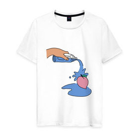 Мужская футболка хлопок с принтом peach water в Санкт-Петербурге, 100% хлопок | прямой крой, круглый вырез горловины, длина до линии бедер, слегка спущенное плечо. | Тематика изображения на принте: peach | tmblr | tumbler | water | вода | персик
