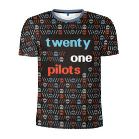 Мужская футболка 3D спортивная с принтом Twenty one pilots в Санкт-Петербурге, 100% полиэстер с улучшенными характеристиками | приталенный силуэт, круглая горловина, широкие плечи, сужается к линии бедра | 21 pilots