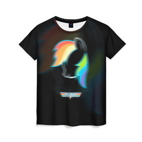 Женская футболка 3D с принтом My Little Pony в Санкт-Петербурге, 100% полиэфир ( синтетическое хлопкоподобное полотно) | прямой крой, круглый вырез горловины, длина до линии бедер | Тематика изображения на принте: dash | rainbow | пони | радуга