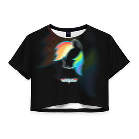 Женская футболка 3D укороченная с принтом My Little Pony в Санкт-Петербурге, 100% полиэстер | круглая горловина, длина футболки до линии талии, рукава с отворотами | dash | rainbow | пони | радуга