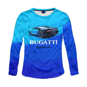 Женский лонгслив 3D с принтом Bugatti hypercar в Санкт-Петербурге, 100% полиэстер | длинные рукава, круглый вырез горловины, полуприлегающий силуэт | bugatti | chiron | hypercar | бугатти | гиперкар | суперкар | широн