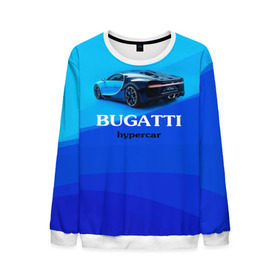 Мужской свитшот 3D с принтом Bugatti hypercar в Санкт-Петербурге, 100% полиэстер с мягким внутренним слоем | круглый вырез горловины, мягкая резинка на манжетах и поясе, свободная посадка по фигуре | bugatti | chiron | hypercar | бугатти | гиперкар | суперкар | широн