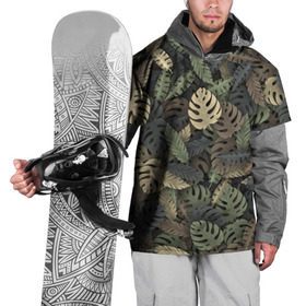 Накидка на куртку 3D с принтом Тропический камуфляж в Санкт-Петербурге, 100% полиэстер |  | джунгли | камуфляж | листья | милитари | монстера | пальма | природа