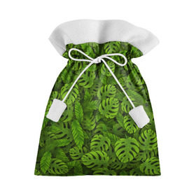 Подарочный 3D мешок с принтом Тропические листья в Санкт-Петербурге, 100% полиэстер | Размер: 29*39 см | джунгли | монстера | пальма | растения | тропики