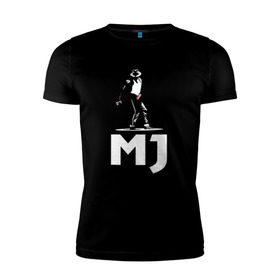 Мужская футболка премиум с принтом Майкл Джексон в Санкт-Петербурге, 92% хлопок, 8% лайкра | приталенный силуэт, круглый вырез ворота, длина до линии бедра, короткий рукав | Тематика изображения на принте: michael jackson | mj | король | майкл джексон | поп музыка