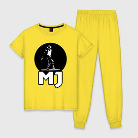 Женская пижама хлопок с принтом Майкл Джексон в Санкт-Петербурге, 100% хлопок | брюки и футболка прямого кроя, без карманов, на брюках мягкая резинка на поясе и по низу штанин | michael jackson | mj | король | майкл джексон | поп музыка