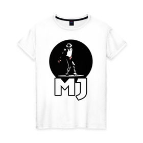 Женская футболка хлопок с принтом Майкл Джексон в Санкт-Петербурге, 100% хлопок | прямой крой, круглый вырез горловины, длина до линии бедер, слегка спущенное плечо | michael jackson | mj | король | майкл джексон | поп музыка