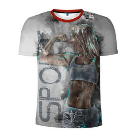 Мужская футболка 3D спортивная с принтом Фитоняшка в Санкт-Петербурге, 100% полиэстер с улучшенными характеристиками | приталенный силуэт, круглая горловина, широкие плечи, сужается к линии бедра | fitness