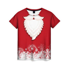 Женская футболка 3D с принтом Дед мороз в Санкт-Петербурге, 100% полиэфир ( синтетическое хлопкоподобное полотно) | прямой крой, круглый вырез горловины, длина до линии бедер | christmas | new year | дед мороз | новогодний | рождество | санта клаус