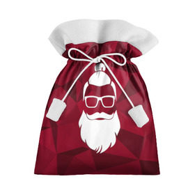 Подарочный 3D мешок с принтом Санта хипстер в Санкт-Петербурге, 100% полиэстер | Размер: 29*39 см | 2017 | борода | дед мороз | новый год | подарок на новый год | санта | санта хипстер | снег | снежинки | хипстер