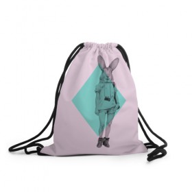 Рюкзак-мешок 3D с принтом Pink Rabbit в Санкт-Петербурге, 100% полиэстер | плотность ткани — 200 г/м2, размер — 35 х 45 см; лямки — толстые шнурки, застежка на шнуровке, без карманов и подкладки | hipster | rabbit | swag | кролик | хипстер