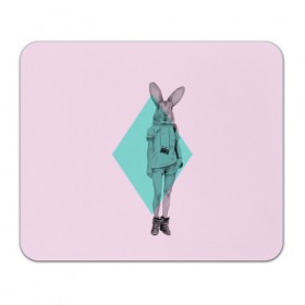 Коврик прямоугольный с принтом Pink Rabbit в Санкт-Петербурге, натуральный каучук | размер 230 х 185 мм; запечатка лицевой стороны | hipster | rabbit | swag | кролик | хипстер