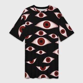 Платье-футболка 3D с принтом Глаза в Санкт-Петербурге,  |  | alucard | anime | helloween | hellsing | vampire | алукард | аниме | вампир | хеллоуин | хеллсинг