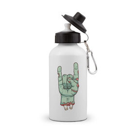 Бутылка спортивная с принтом Zombie Rock Hand в Санкт-Петербурге, металл | емкость — 500 мл, в комплекте две пластиковые крышки и карабин для крепления | halloween | zombie | zombie hand | зомби | хэллоуин