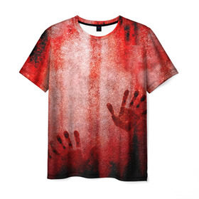 Мужская футболка 3D с принтом Отпечатки 2 в Санкт-Петербурге, 100% полиэфир | прямой крой, круглый вырез горловины, длина до линии бедер | halloween | helloween | кровь | ужас | хеллоин | хеллоуин | хелуин