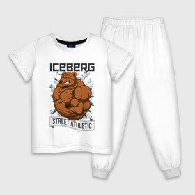 Детская пижама хлопок с принтом Bear | Iceberg в Санкт-Петербурге, 100% хлопок |  брюки и футболка прямого кроя, без карманов, на брюках мягкая резинка на поясе и по низу штанин
 | Тематика изображения на принте: animals | iceberg | icebergstyle | youtube