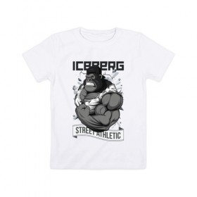 Детская футболка хлопок с принтом Gorilla | Iceberg в Санкт-Петербурге, 100% хлопок | круглый вырез горловины, полуприлегающий силуэт, длина до линии бедер | 