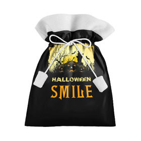 Подарочный 3D мешок с принтом Smile в Санкт-Петербурге, 100% полиэстер | Размер: 29*39 см | Тематика изображения на принте: halloween | замок | летучая мышь | луна | праздник | привидение | тыква | хэллоуин