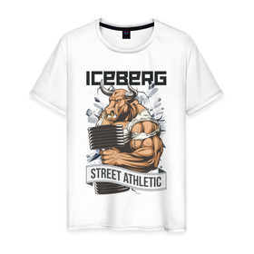 Мужская футболка хлопок с принтом Bull 3 | Iceberg в Санкт-Петербурге, 100% хлопок | прямой крой, круглый вырез горловины, длина до линии бедер, слегка спущенное плечо. | animals | iceberg | icebergstyle | youtube