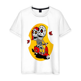 Мужская футболка хлопок с принтом Skeleton Love в Санкт-Петербурге, 100% хлопок | прямой крой, круглый вырез горловины, длина до линии бедер, слегка спущенное плечо. | 