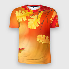 Мужская футболка 3D спортивная с принтом Осень в Санкт-Петербурге, 100% полиэстер с улучшенными характеристиками | приталенный силуэт, круглая горловина, широкие плечи, сужается к линии бедра | ветви | ветка | дерево | дуб | листок | листья | природа