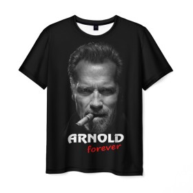 Мужская футболка 3D с принтом Arnold forever в Санкт-Петербурге, 100% полиэфир | прямой крой, круглый вырез горловины, длина до линии бедер | Тематика изображения на принте: актёр | арнольд шварценеггер | боевик | звезда | киногерой | супергерой | терминатор