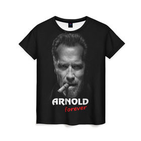 Женская футболка 3D с принтом Arnold forever в Санкт-Петербурге, 100% полиэфир ( синтетическое хлопкоподобное полотно) | прямой крой, круглый вырез горловины, длина до линии бедер | актёр | арнольд шварценеггер | боевик | звезда | киногерой | супергерой | терминатор