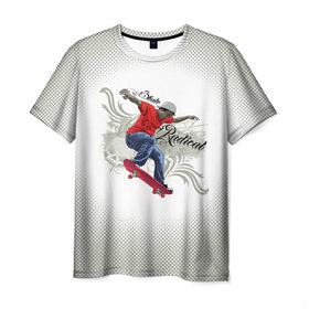 Мужская футболка 3D с принтом Скейтер в Санкт-Петербурге, 100% полиэфир | прямой крой, круглый вырез горловины, длина до линии бедер | skater | skull | xtreme | граффити | скейт | спорт | череп | экстрим