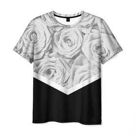 Мужская футболка 3D с принтом Розы в Санкт-Петербурге, 100% полиэфир | прямой крой, круглый вырез горловины, длина до линии бедер | Тематика изображения на принте: fashion | роза | цветы