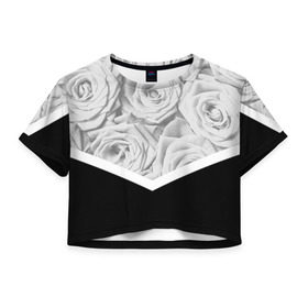 Женская футболка 3D укороченная с принтом Розы в Санкт-Петербурге, 100% полиэстер | круглая горловина, длина футболки до линии талии, рукава с отворотами | fashion | роза | цветы
