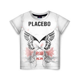 Детская футболка 3D с принтом Placebo в Санкт-Петербурге, 100% гипоаллергенный полиэфир | прямой крой, круглый вырез горловины, длина до линии бедер, чуть спущенное плечо, ткань немного тянется | lacebo |  брайан молко | альтернатива. | пласибо | плацебо | плэйсебо | плэсибо | рок