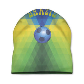 Шапка 3D с принтом Бразилия в Санкт-Петербурге, 100% полиэстер | универсальный размер, печать по всей поверхности изделия | бразилия | геометрия | игра | кубок | мяч | полигональный | спорт | футбол