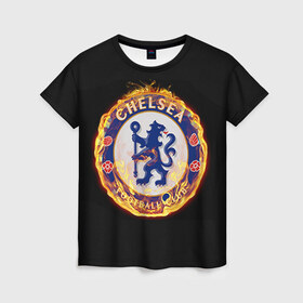Женская футболка 3D с принтом Chelsea в Санкт-Петербурге, 100% полиэфир ( синтетическое хлопкоподобное полотно) | прямой крой, круглый вырез горловины, длина до линии бедер | chelsea | football. | английская премьер лига | апл | футбол | челси