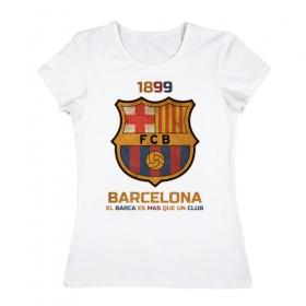 Женская футболка хлопок с принтом Barcelona2 в Санкт-Петербурге, 100% хлопок | прямой крой, круглый вырез горловины, длина до линии бедер, слегка спущенное плечо | barcelona | football | барса | барселона | примера | футбол | чемпионат испании