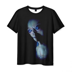 Мужская футболка 3D с принтом Галактический обитатель в Санкт-Петербурге, 100% полиэфир | прямой крой, круглый вырез горловины, длина до линии бедер | галактика | звезды | инопланетянин | космос | нло | новинки