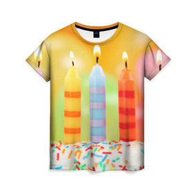Женская футболка 3D с принтом Цвета радости в Санкт-Петербурге, 100% полиэфир ( синтетическое хлопкоподобное полотно) | прямой крой, круглый вырез горловины, длина до линии бедер | арт | новинки | огонь | подарок | радуга | яркие