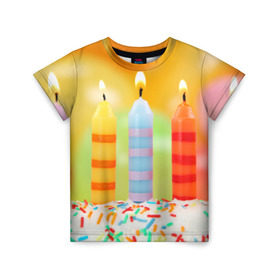 Детская футболка 3D с принтом Цвета радости в Санкт-Петербурге, 100% гипоаллергенный полиэфир | прямой крой, круглый вырез горловины, длина до линии бедер, чуть спущенное плечо, ткань немного тянется | арт | новинки | огонь | подарок | радуга | яркие