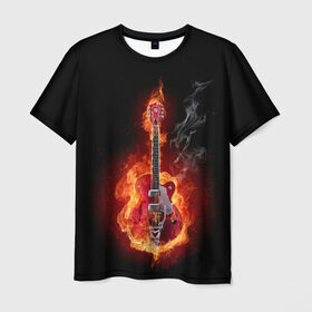 Мужская футболка 3D с принтом Огония страсти в Санкт-Петербурге, 100% полиэфир | прямой крой, круглый вырез горловины, длина до линии бедер | ад | арт | дым | музыка | новинки | огонь | пламя | популярные | энергия | яркие
