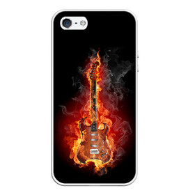 Чехол для iPhone 5/5S матовый с принтом Адская гитара в Санкт-Петербурге, Силикон | Область печати: задняя сторона чехла, без боковых панелей | ад | арт | дым | музыка | новинки | огонь | пламя | популярные | энергия | яркие