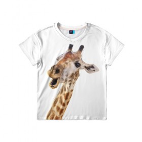 Детская футболка 3D с принтом Жираф VPPDGryphon в Санкт-Петербурге, 100% гипоаллергенный полиэфир | прямой крой, круглый вырез горловины, длина до линии бедер, чуть спущенное плечо, ткань немного тянется | luxury | premium | vip | vppdgryphon | жираф | премиум | эксклюзив