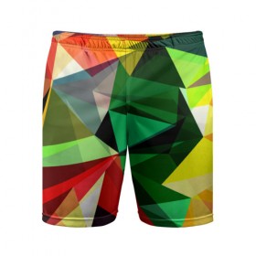 Мужские шорты 3D спортивные с принтом Полигоны в Санкт-Петербурге,  |  | геометрия | разноцветный | треугольники | яркий