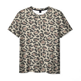 Мужская футболка 3D с принтом Шкура леопарда 3 в Санкт-Петербурге, 100% полиэфир | прямой крой, круглый вырез горловины, длина до линии бедер | Тематика изображения на принте: африка | дикие | животные | леопард