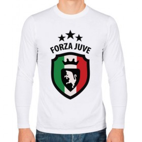 Мужской лонгслив хлопок с принтом Forza Juventus в Санкт-Петербурге, 100% хлопок |  | forza | juventus | футбол